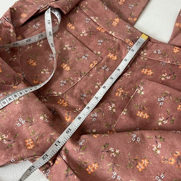 Tach Clothing Sz M Floral Printed Corduroy Wide Leg Cropped Pants Mauve - Picture 7 of 9